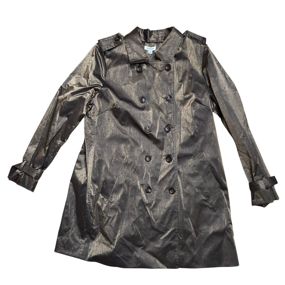 New JOAN RIVERS TRENCH COAT Double Breasted Brown Gold w/Belt Size XL Snakeskin
